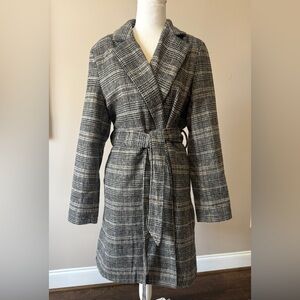 a new day Women's Plaid Pea Coat - Black and White M NWOT